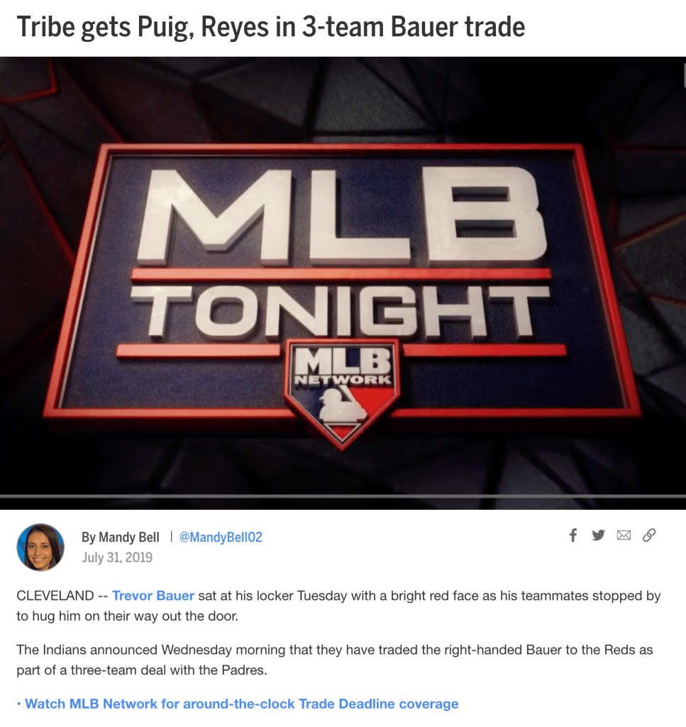 Trevor Bauer traded to Reds for Yasiel Puig