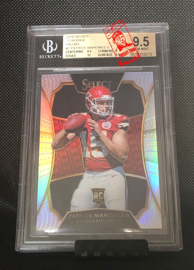 Patrick Mahomes 2016 Select Draft Redemption prizm. This is my favorite Mahomes rookie card.