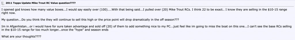 2011 Topps Update Mike Trout seller's remorse.