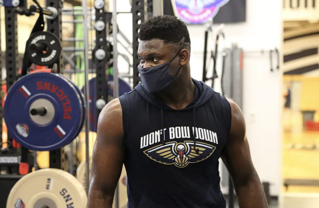 Zion Williamson 20 pounds lighter looking like a superhero.