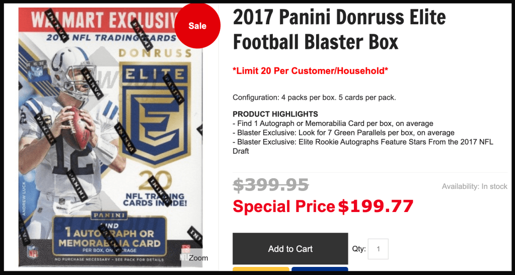 2017 Donruss Elite Football Blaster Box Blowout Cards Cyber Monday deal