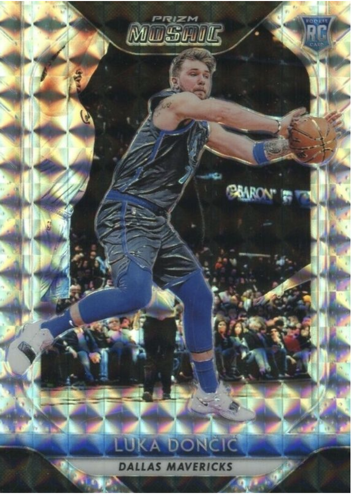 2018-19 Mosaic Prizm base Luka Doncic rookie card.