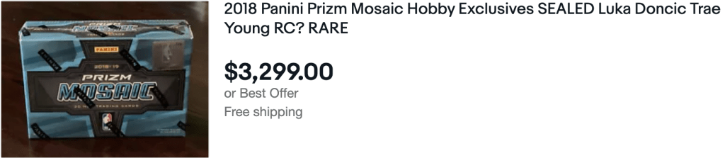 one of two 2018-19 Mosaic Basketball Hobby Boxes on ebay.