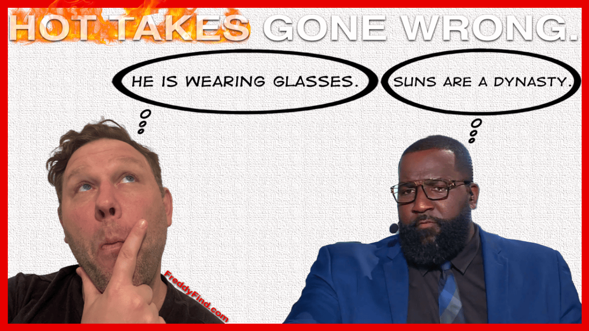 Hot Takes Gone Wrong graphic with Freddy Find and Kendrick Perkins